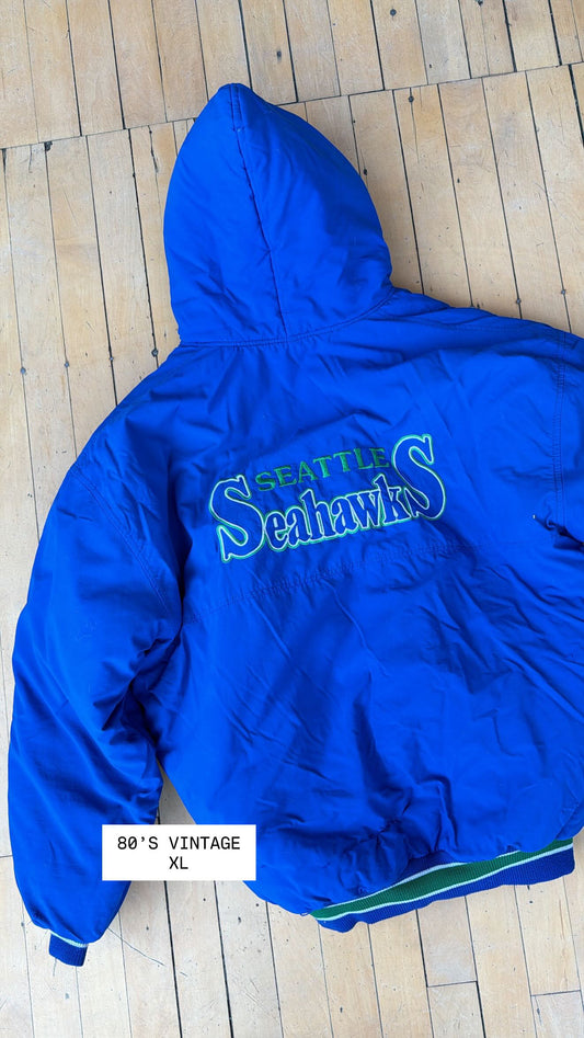 80'S VINTAGE SEAHAWKS JACKET (XL)