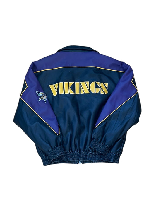 VINTAGE VIKINGS BLACK VEGAN LEATHER JACKET (M)