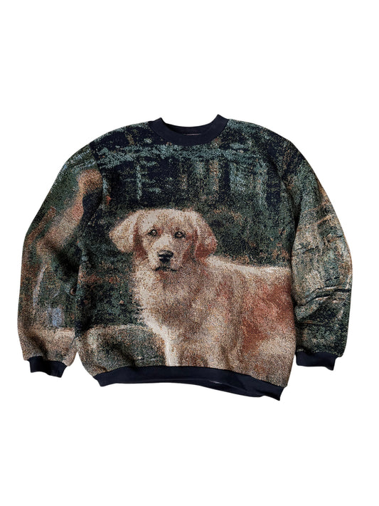 VINTAGE WOVEN LAB PUPPY CREWNECK (OS)