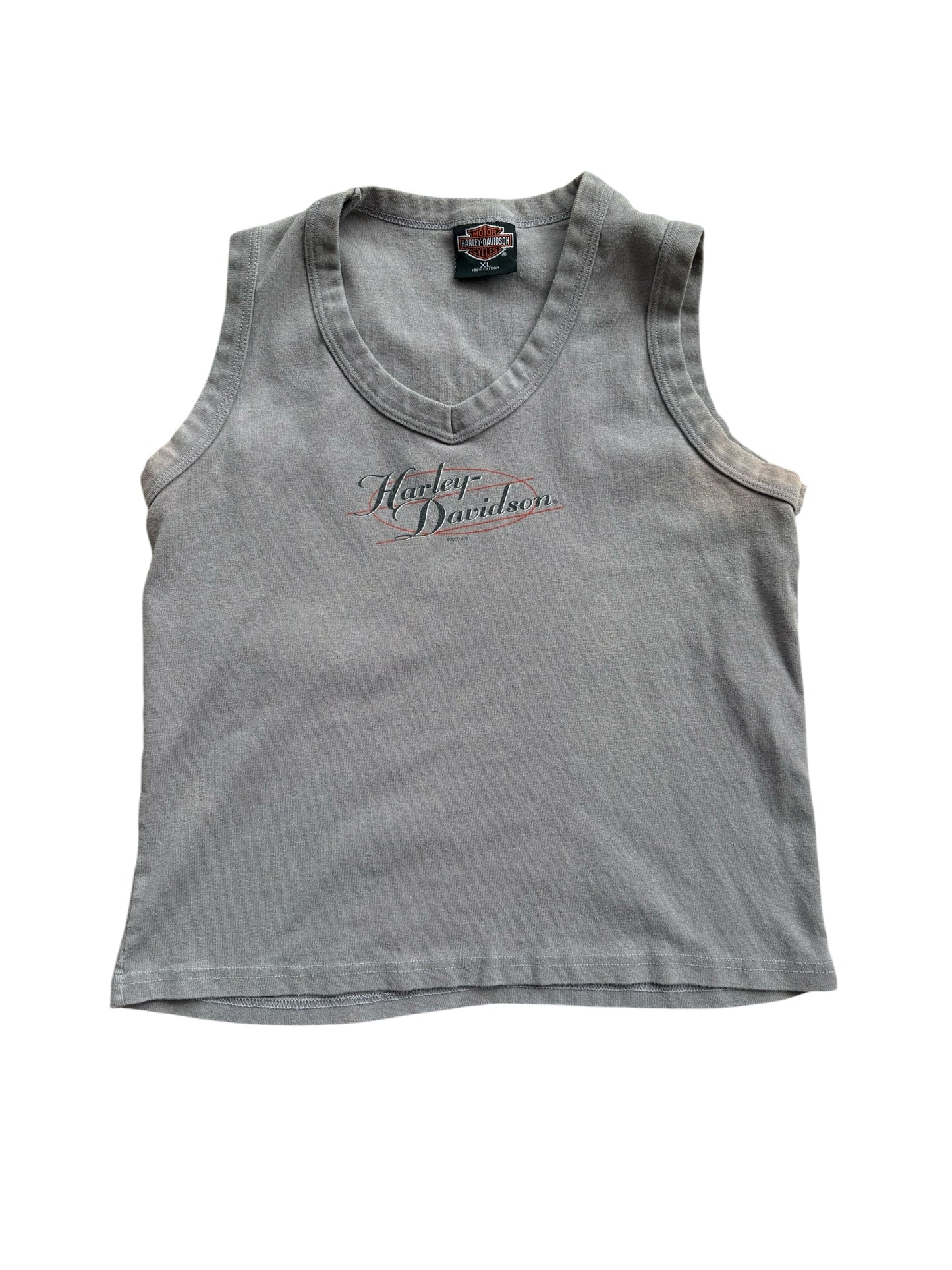 2000 Y2K VINTAGE HARLEY DAVIDSON GREY TANK (XL)