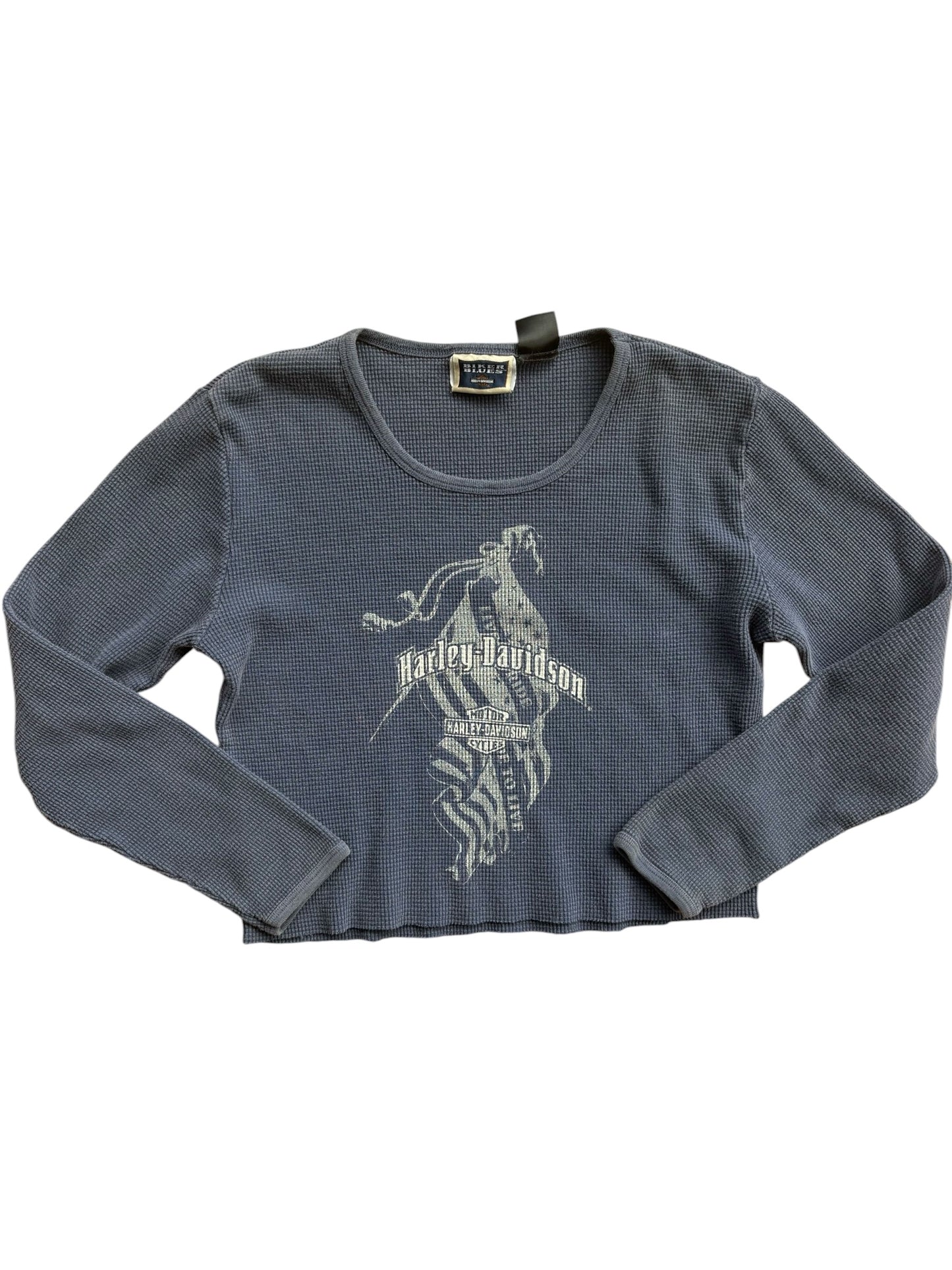 Y2K VINTAGE HARLEY DAVIDSON BIKER BLUES THERMAL (L)