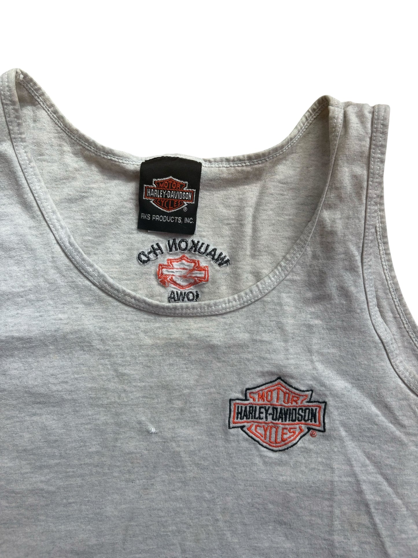 Y2K VINTAGE HARLEY DAVIDSON GREY EMB TANK (L)