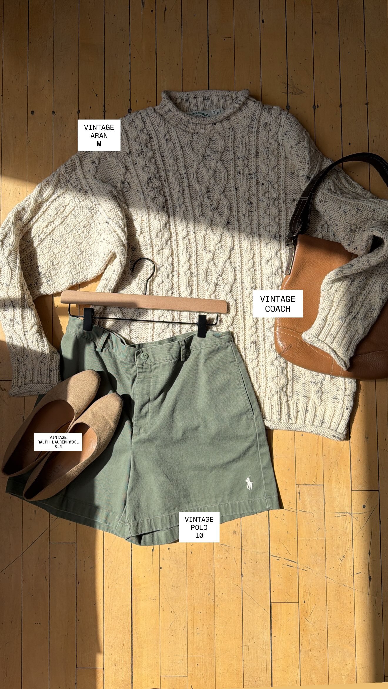 VINTAGE ARAN MADE IN IRELAND WOOL CREAM SWEATER (M)
