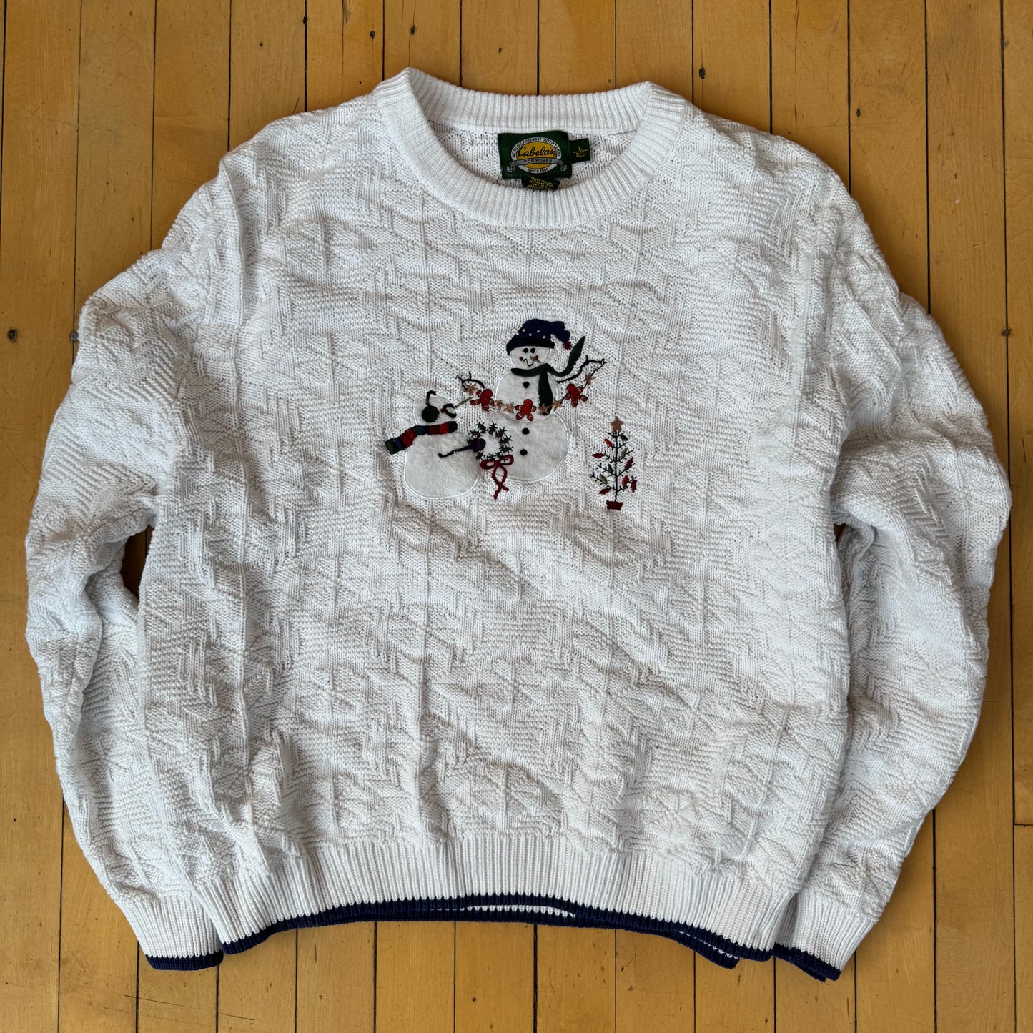 EMBROIDERED SNOWMAN SWEATER (L)