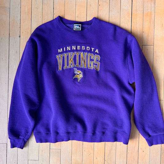 VINTAGE MN VIKINGS EMBROIDERED CREW (XL)