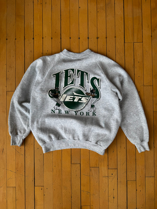 VINTAGE RAISED PRINT JETS FOOTBALL CREW (XL)