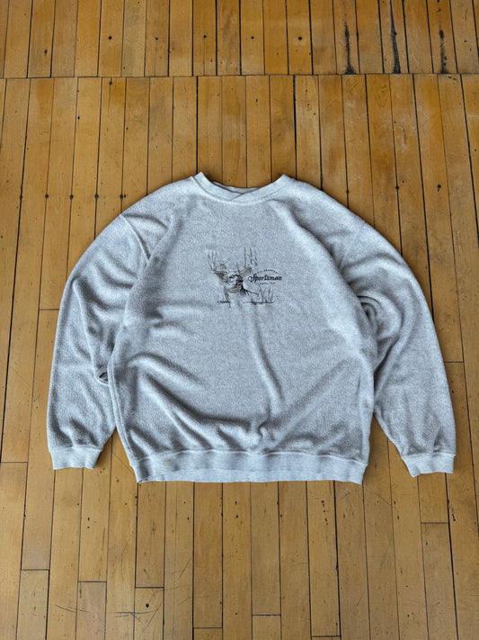 VINTAGE TEXTURED TONAL DEER EMB. CREW (L/XL)