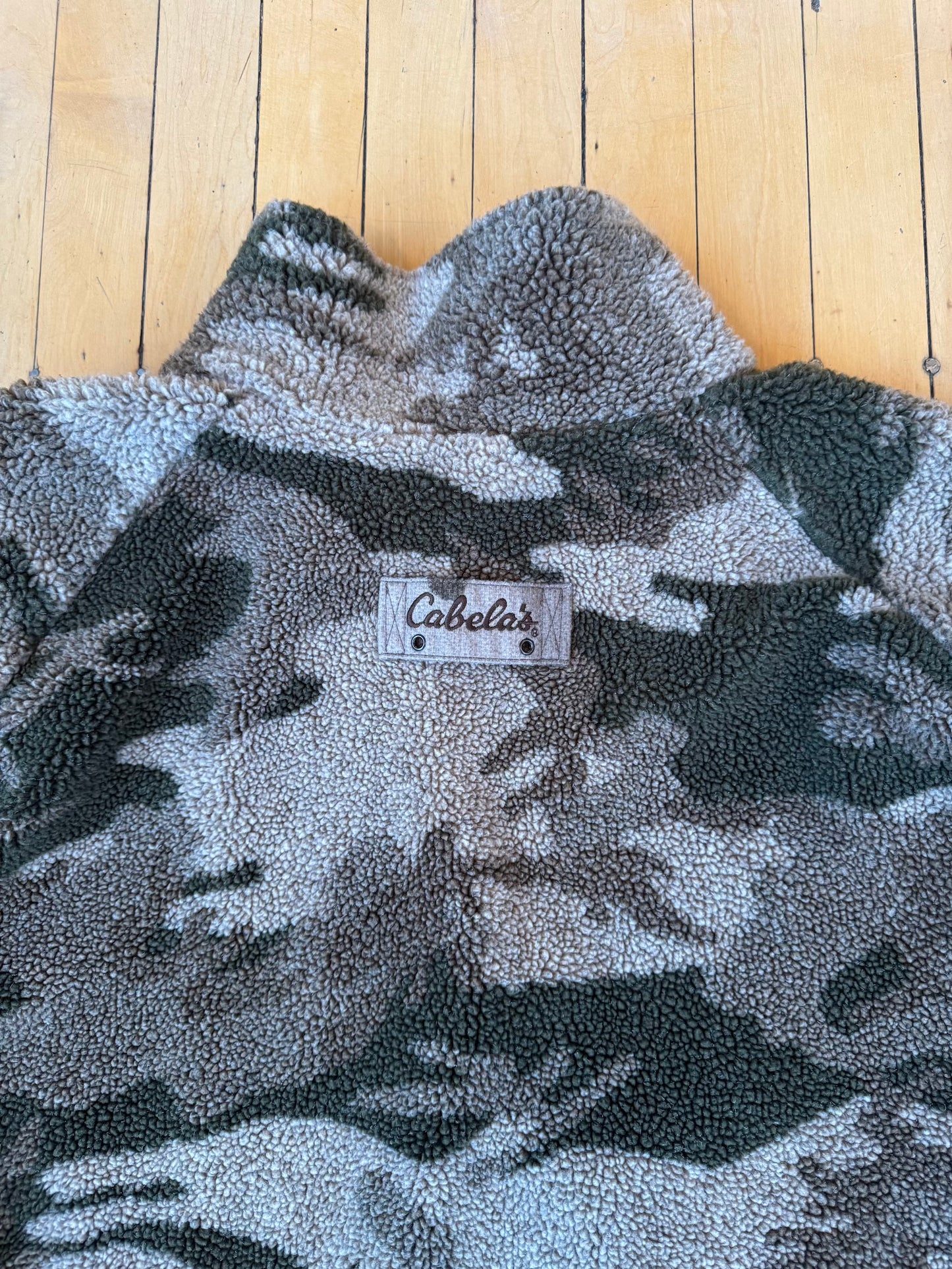 VINTAGE CABELA'S BERBER FLEECE CAMO ZIP UP (XL)