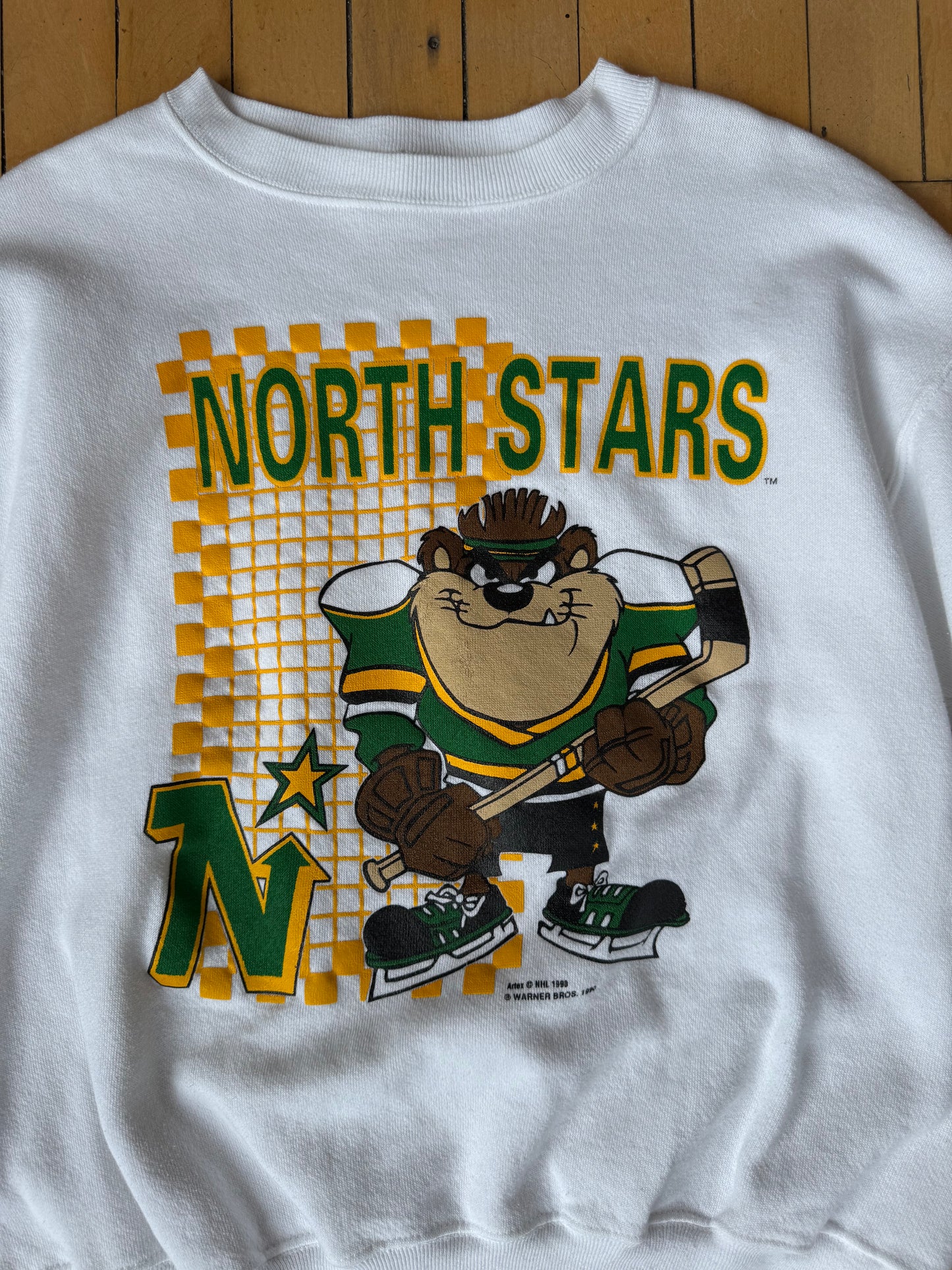 1990 VINTAGE MN NORTH STARS TAZ CREW (L)