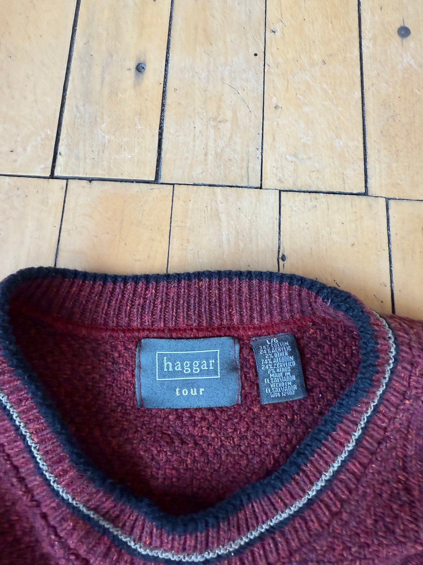 VINTAGE GOLF DIAMOND SPELLOUT SWEATER (L)