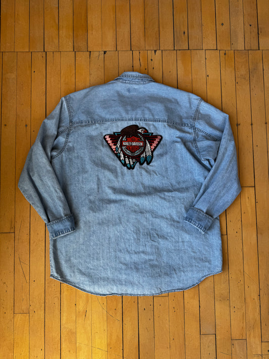 VINTAGE HARLEY-DAVIDSON UPCYCLED LEVI'S DENIM SHIRT (L)