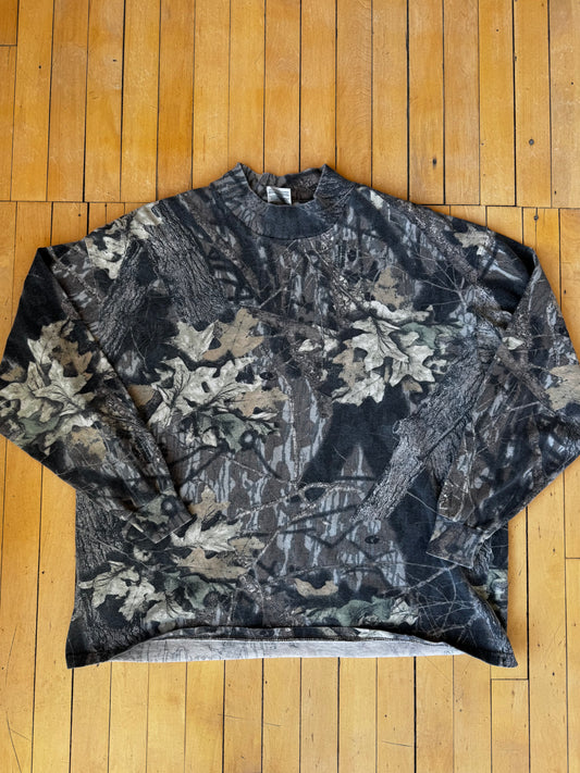 VINTAGE JERZEES MOSSY OAK BREAKUP MOCK NECK LS (XXL)