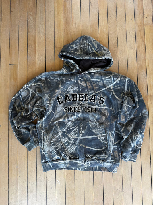 VINTAGE CABELA’S CAMO HOODIE (L)
