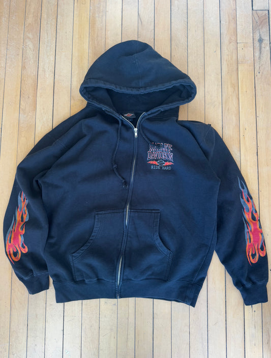 HARLEY DAVIDSON RIDE HARD FLAME HOODIE (L)