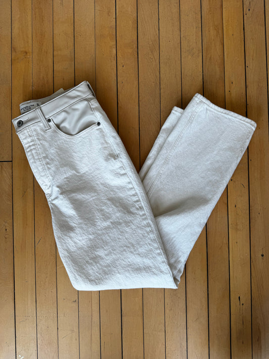 ABERCROMBIE + FITCH 90'S STRAIGHT DENIM W/ LEATHER TRIM (30/10)